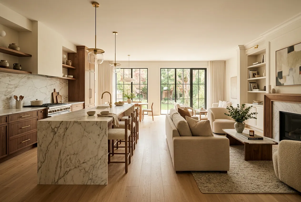 Open-concept living and kitchen full-home renovation